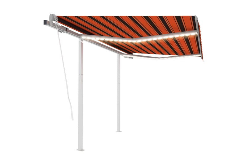 Automatisk markis med vindsensor & LED 3,5x2,5 m orange/brun - Orange - Balkongmarkis - Markiser - Terrassmarkis