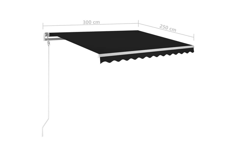 Automatisk markis med vindsensor & LED 300x250 cm antracit - Grå - Utemöbler - Solskydd - Markiser - Balkongmarkis