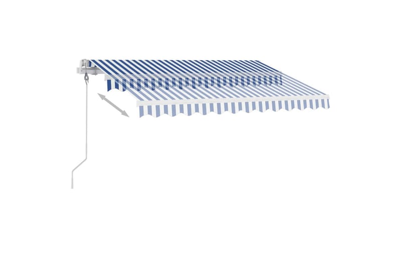 Automatisk markis med vindsensor & LED 300x250 cm blå och vi - Blå - Utemöbler - Solskydd - Markiser - Balkongmarkis