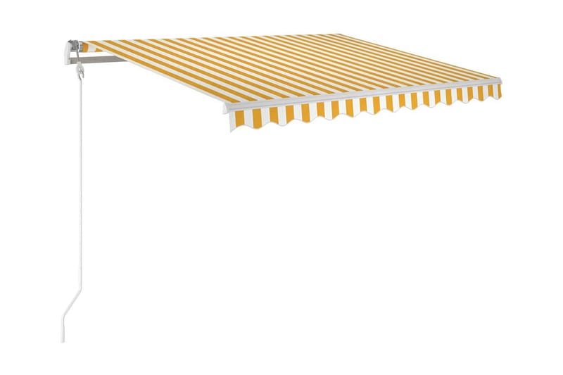 Automatisk markis med vindsensor & LED 300x250 cm gul/vit - Gul - Balkongmarkis - Markiser - Terrassmarkis