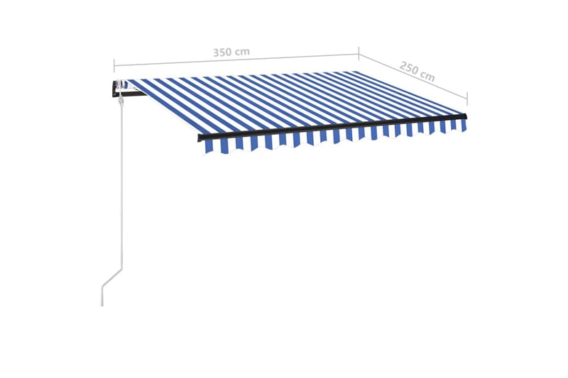 Automatisk markis med vindsensor & LED 350x250 cm blå och vi - Blå - Balkongmarkis - Markiser - Terrassmarkis