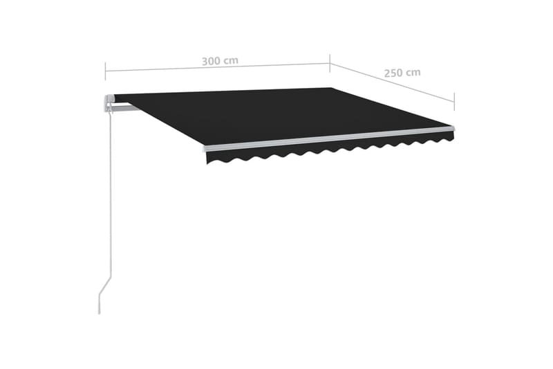 Automatisk markis med vindsensor & LED 3x2,5 m antracit - Grå - Utemöbler - Solskydd - Markiser - Balkongmarkis