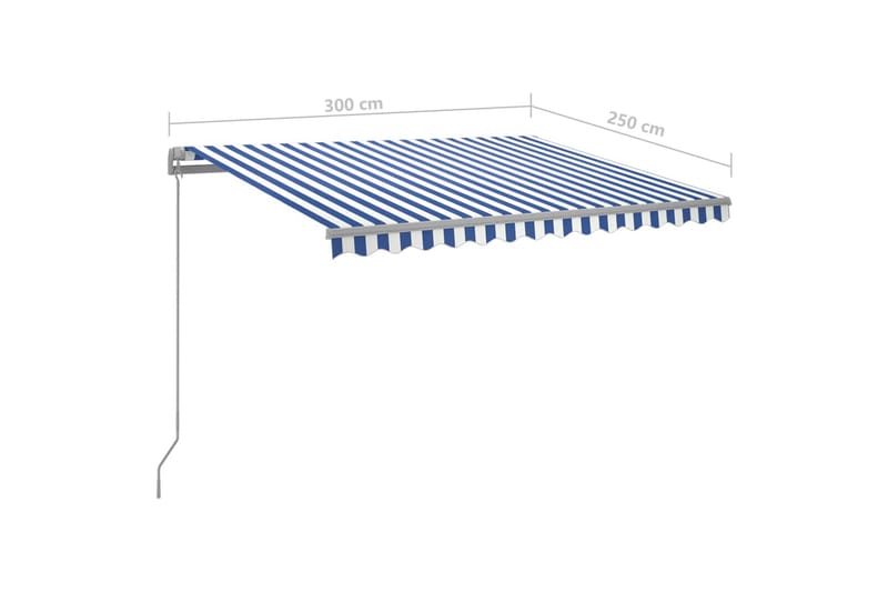 Automatisk markis med vindsensor & LED 3x2,5 m blå och vit - Blå - Utemöbler - Solskydd - Markiser - Balkongmarkis