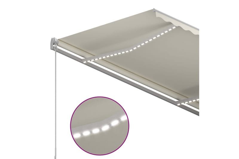 Automatisk markis med vindsensor & LED 3x2,5 m gräddvit - Vit - Utemöbler - Solskydd - Markiser - Balkongmarkis