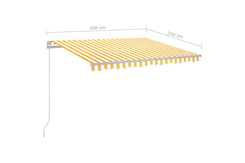 Automatisk markis med vindsensor & LED 3x2,5 m gul och vit - Gul - Utemöbler - Solskydd - Markiser - Balkongmarkis