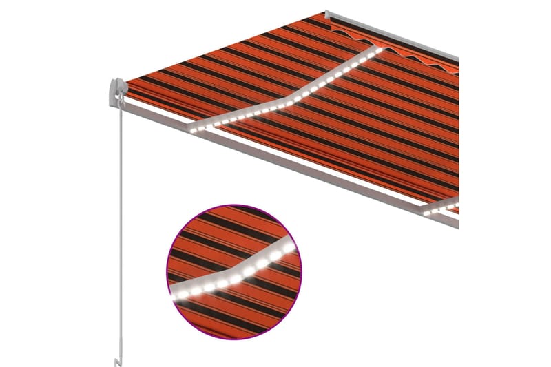 Automatisk markis med vindsensor & LED 3x2,5 m orange/brun - Orange - Utemöbler - Solskydd - Markiser - Balkongmarkis