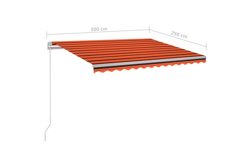 Automatisk markis med vindsensor & LED 3x2,5 m orange/brun - Orange - Utemöbler - Solskydd - Markiser - Balkongmarkis