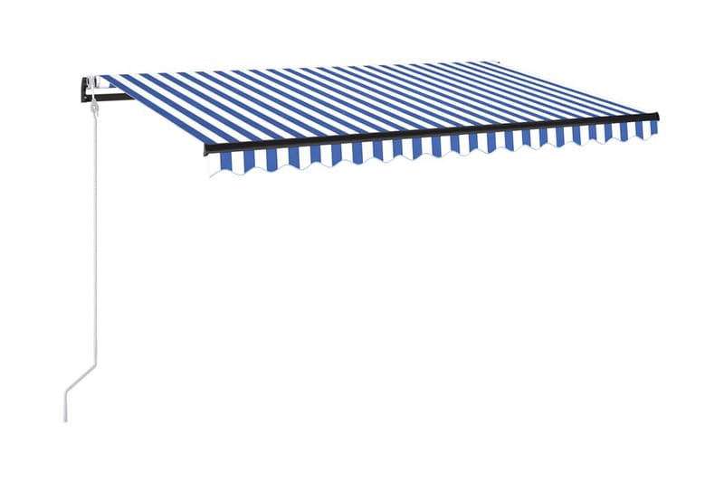 Automatisk markis med vindsensor & LED 400x300 cm blå och vi - Blå - Balkongmarkis - Markiser - Terrassmarkis