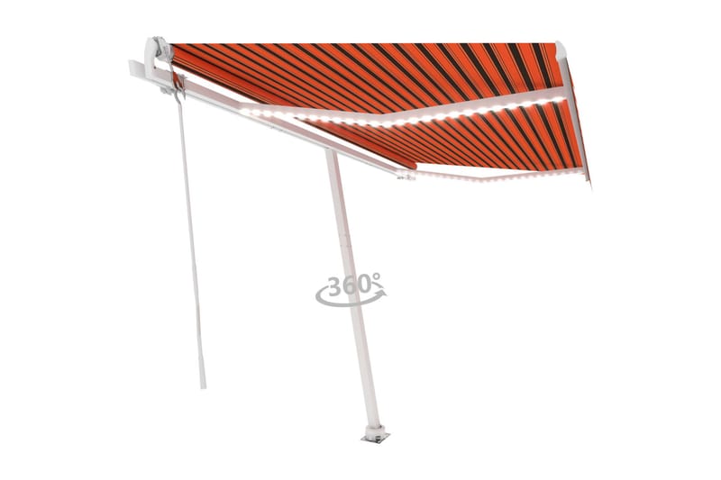 Automatisk markis med vindsensor & LED 400x300 cm orange/bru - Orange - Balkongmarkis - Markiser - Terrassmarkis