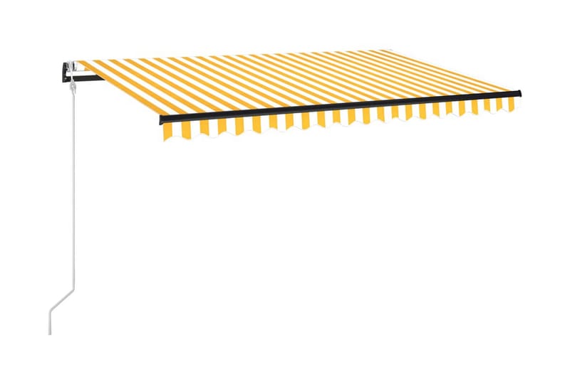 Automatisk markis med vindsensor & LED 400x350 cm gul/vit - Gul - Balkongmarkis - Markiser - Terrassmarkis