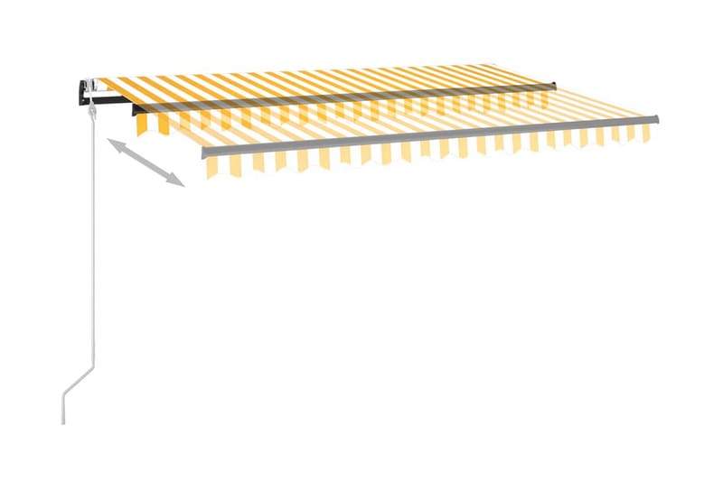 Automatisk markis med vindsensor & LED 400x350 cm gul/vit - Gul - Balkongmarkis - Markiser - Terrassmarkis