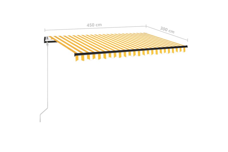 Automatisk markis med vindsensor & LED 450x300 cm gul/vit - Gul - Balkongmarkis - Markiser - Terrassmarkis