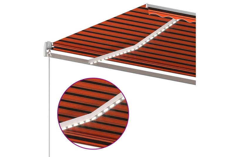 Automatisk markis med vindsensor & LED 450x300 cm orange/bru - Orange - Fönstermarkis - Markiser - Solskydd fönster