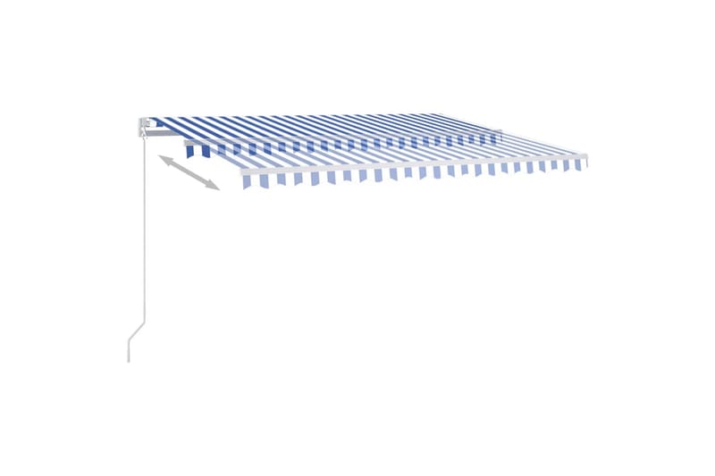 Automatisk markis med vindsensor & LED 4x3 m blå och vit - Blå - Balkongmarkis - Markiser - Terrassmarkis