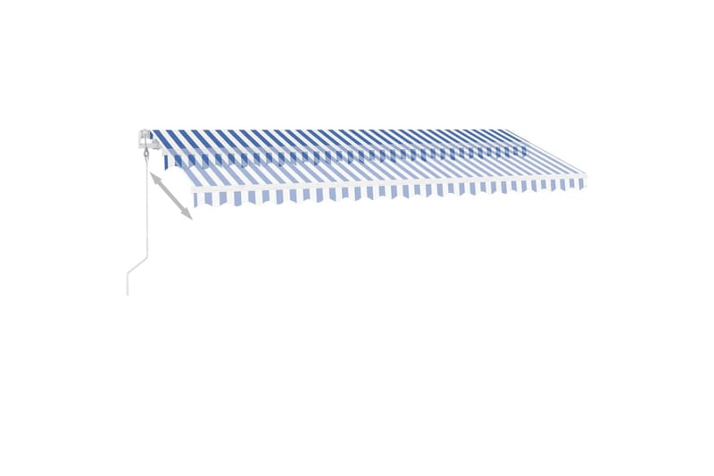 Automatisk markis med vindsensor & LED 500x300 cm blå och vi - Blå - Balkongmarkis - Markiser - Terrassmarkis