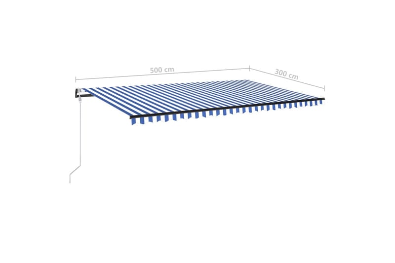 Automatisk markis med vindsensor & LED 500x300 cm blå och vi - Blå - Utemöbler - Solskydd - Markiser - Balkongmarkis