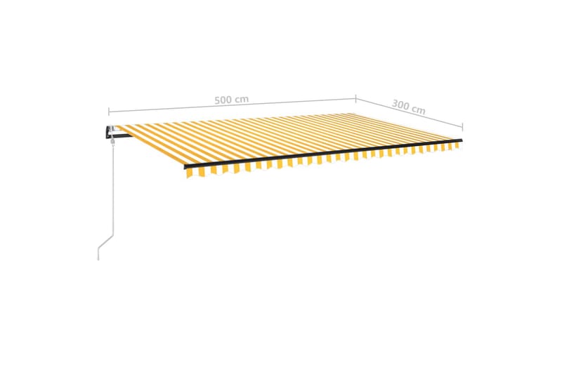 Automatisk markis med vindsensor & LED 500x300 cm gul/vit - Gul - Utemöbler - Solskydd - Markiser - Balkongmarkis