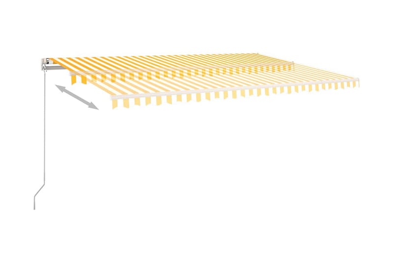 Automatisk markis med vindsensor & LED 500x350 cm gul/vit - Gul - Fönstermarkis - Markiser - Solskydd fönster