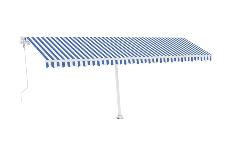 Automatisk markis med vindsensor & LED 600x300cm blå och vit - Blå - Balkongmarkis - Markiser - Terrassmarkis