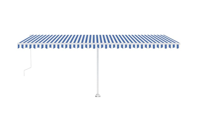 Automatisk markis med vindsensor & LED 600x300cm blå och vit - Blå - Balkongmarkis - Markiser - Terrassmarkis