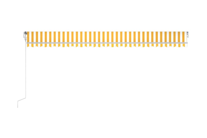 Automatisk markis med vindsensor & LED 600x350 cm gul/vit - Gul - Utemöbler - Solskydd - Markiser - Balkongmarkis