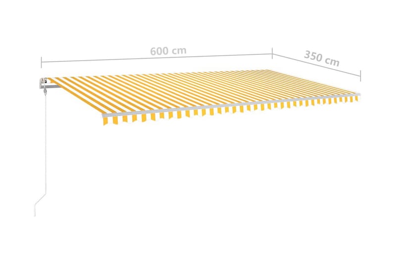 Automatisk markis med vindsensor & LED 600x350 cm gul/vit - Gul - Utemöbler - Solskydd - Markiser - Balkongmarkis