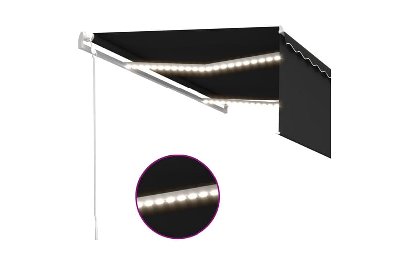Automatisk markis med vindsensor rullgardin LED 4,5x3 m antr - Antracit - Fönstermarkis - Markiser - Solskydd fönster