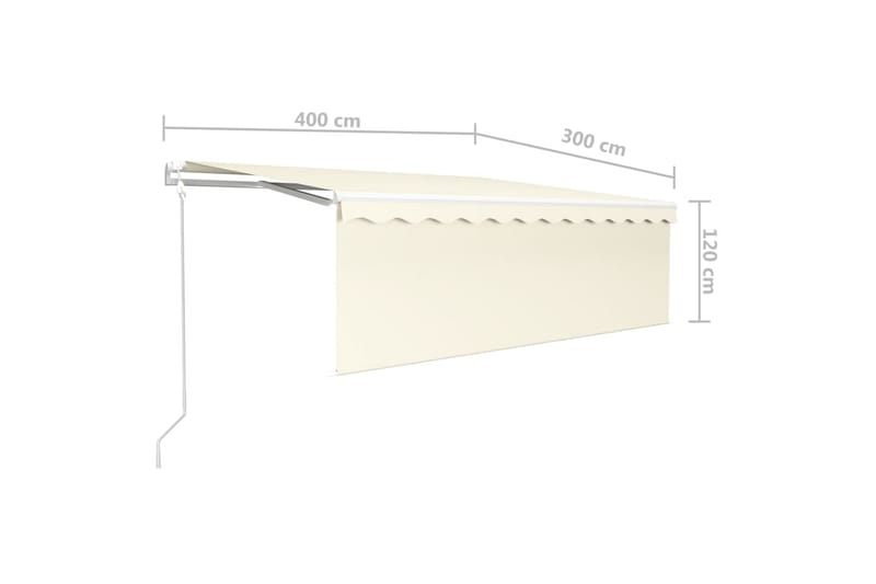 Automatisk markis med vindsensor rullgardin LED 4x3 m gräddv - Kräm - Fönstermarkis - Markiser - Solskydd fönster