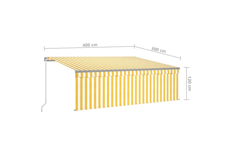 Manuell markis med rullgardin 4x3 m gul och vit - Gul - Fönstermarkis - Markiser - Solskydd fönster