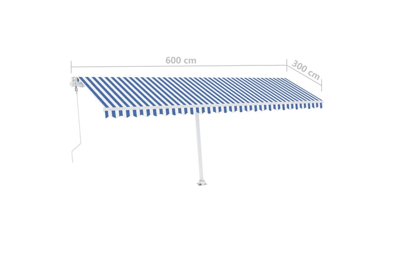 Fristående automatisk markis 600x300 cm blå/vit - Blå - Balkongmarkis - Markiser - Terrassmarkis