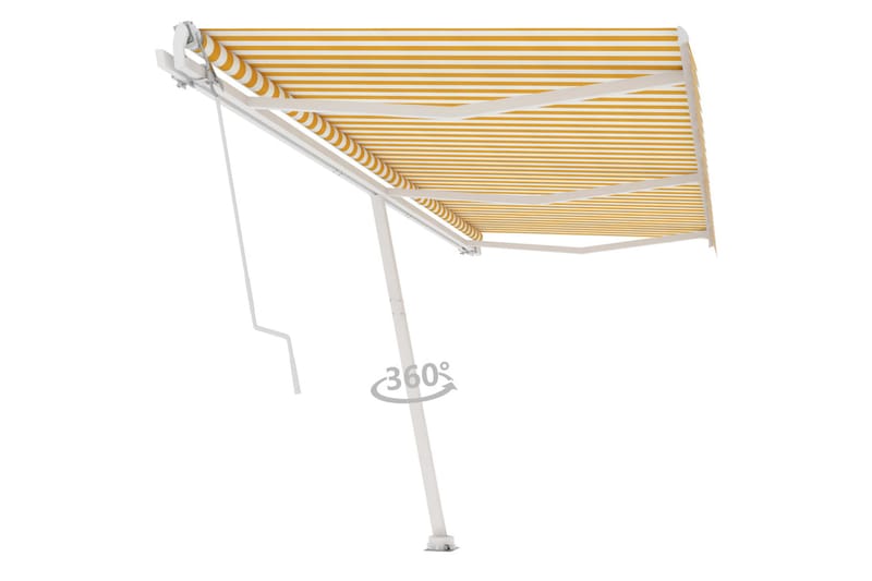 Fristående automatisk markis 600x300 cm gul/vit - Gul - Balkongmarkis - Markiser - Terrassmarkis