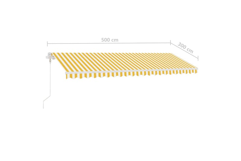 Fristående markis automatisk 500x300 cm gul/vit - Gul - Balkongmarkis - Markiser - Terrassmarkis