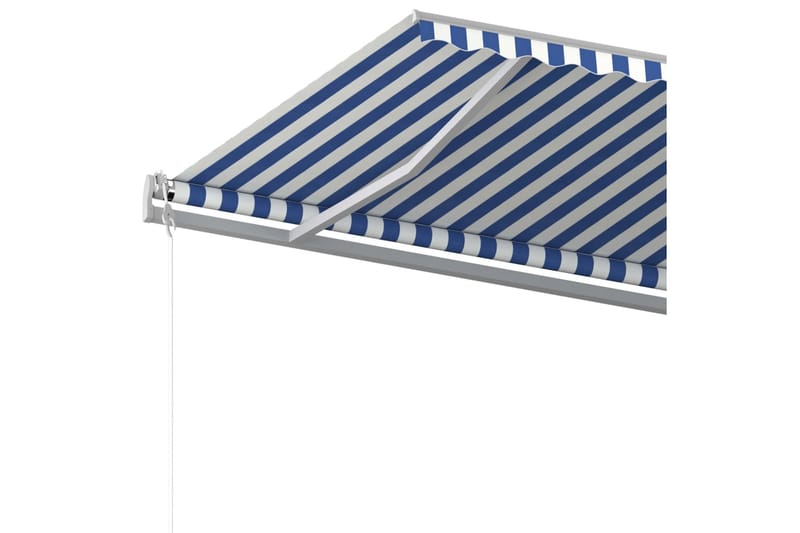 Fristående markis manuellt infällbar 500x350 cm blå/vit - Blå - Fönstermarkis - Markiser - Solskydd fönster