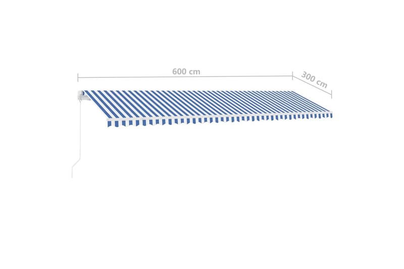 Fristående markis manuellt infällbar 600x300 cm blå/vit - Blå - Balkongmarkis - Markiser - Terrassmarkis