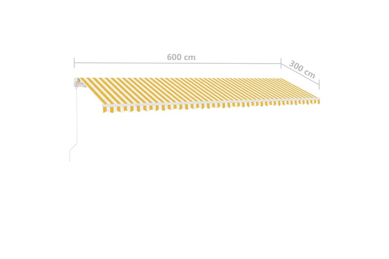 Fristående markis manuellt infällbar 600x300 cm gul/vit - Gul - Balkongmarkis - Markiser - Terrassmarkis