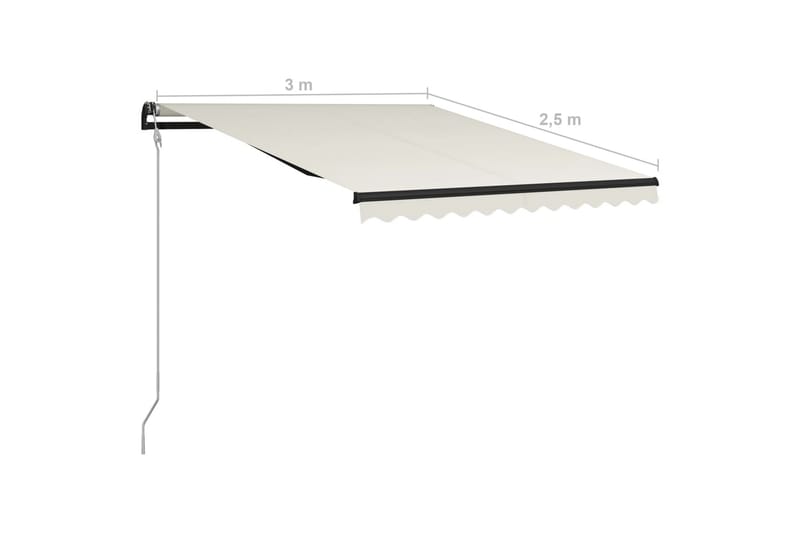 Infällbar markis med vindsensor & LED 300x250 cm gräddvit - Vit - Utemöbler - Solskydd - Markiser - Balkongmarkis