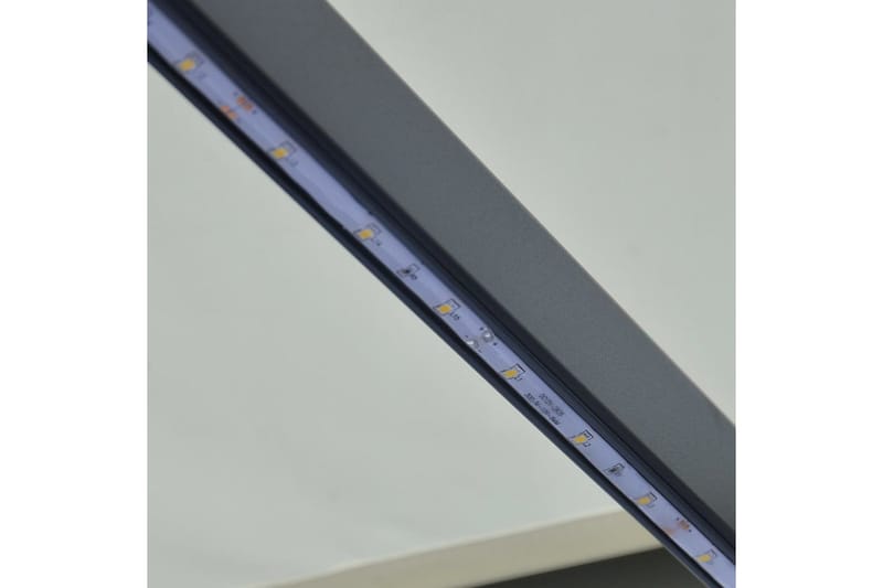 Infällbar markis med vindsensor & LED 400x300 cm gräddvit - Vit - Balkongmarkis - Markiser - Terrassmarkis