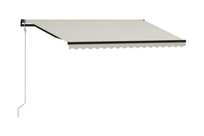 Infällbar markis med vindsensor & LED 400x300 cm gräddvit - Vit - Balkongmarkis - Markiser - Terrassmarkis