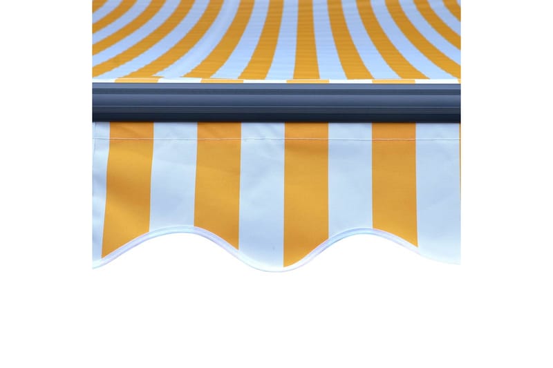 Infällbar markis med vindsensor & LED 400x300 cm gul och vit - Gul - Balkongmarkis - Markiser - Terrassmarkis