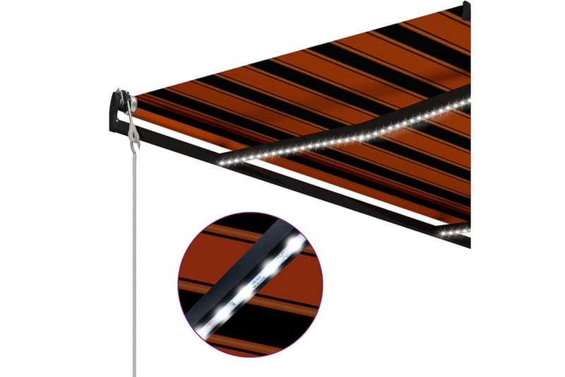 Infällbar markis med vindsensor & LED 400x300 cm orange & br - Orange - Fönstermarkis - Markiser - Solskydd fönster