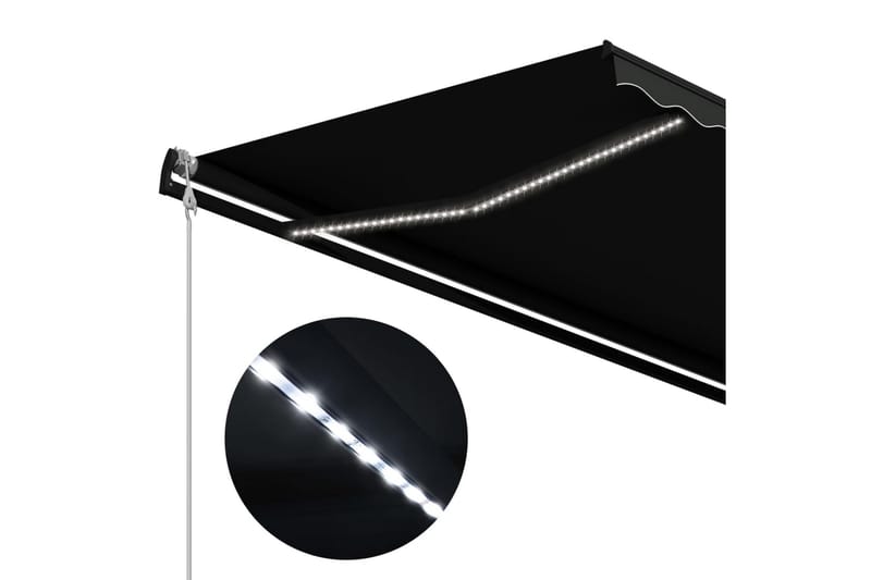 Infällbar markis med vindsensor & LED 500x300 cm antracit - Grå - Fönstermarkis - Markiser - Solskydd fönster