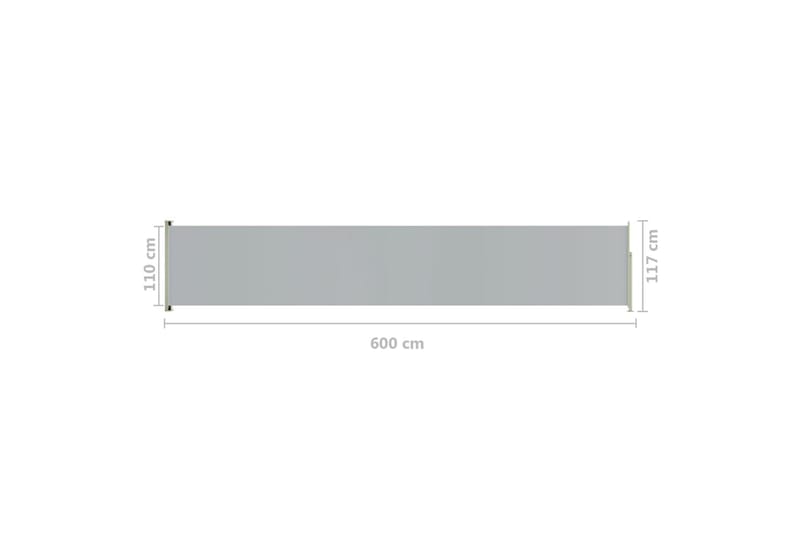 Infällbar sidomarkis 117x600 cm grå - Grå - Balkongmarkis - Markiser - Sidomarkis - Balkongskydd & insynsskydd balkong