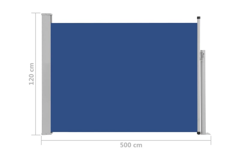 Infällbar sidomarkis 120x500 cm blå - Blå - Utemöbler - Solskydd - Markiser - Balkongmarkis