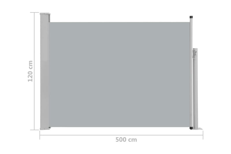 Infällbar sidomarkis 120x500 cm grå - Grå - Utemöbler - Solskydd - Markiser - Balkongmarkis