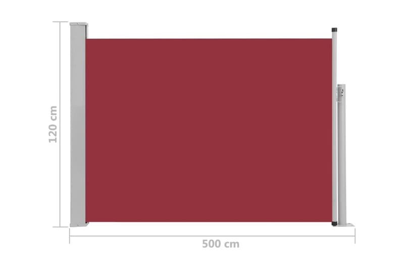 Infällbar sidomarkis 120x500 cm röd - Röd - Utemöbler - Solskydd - Markiser - Balkongmarkis