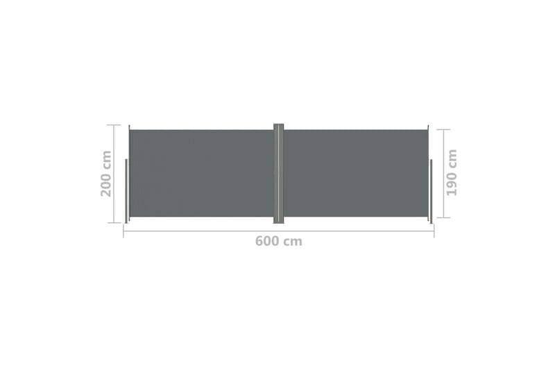 Infällbar sidomarkis 200x600 cm antracit - Grå - Balkongmarkis - Markiser - Sidomarkis - Balkongskydd & insynsskydd balkong