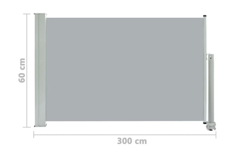 Infällbar sidomarkis 60x300 cm grå - Grå - Balkongmarkis - Markiser - Sidomarkis - Balkongskydd & insynsskydd balkong