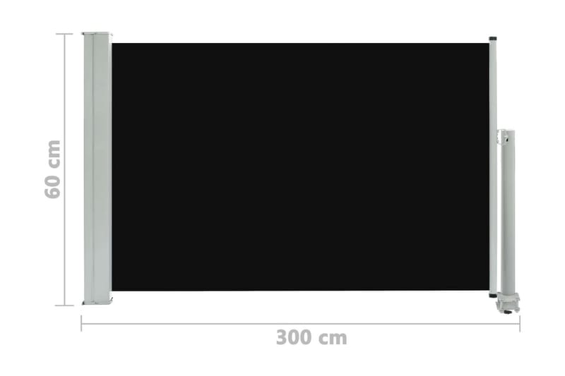 Infällbar sidomarkis 60x300 cm svart - Svart - Balkongmarkis - Markiser - Sidomarkis - Balkongskydd & insynsskydd balkong
