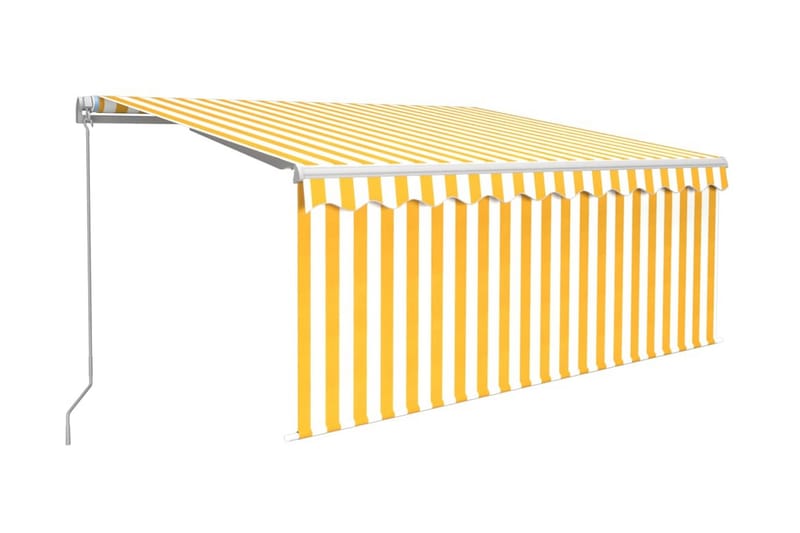 Manuell infällbar markis med rullgardin 3,5x2,5 m gul och vi - Gul - Fönstermarkis - Markiser - Solskydd fönster