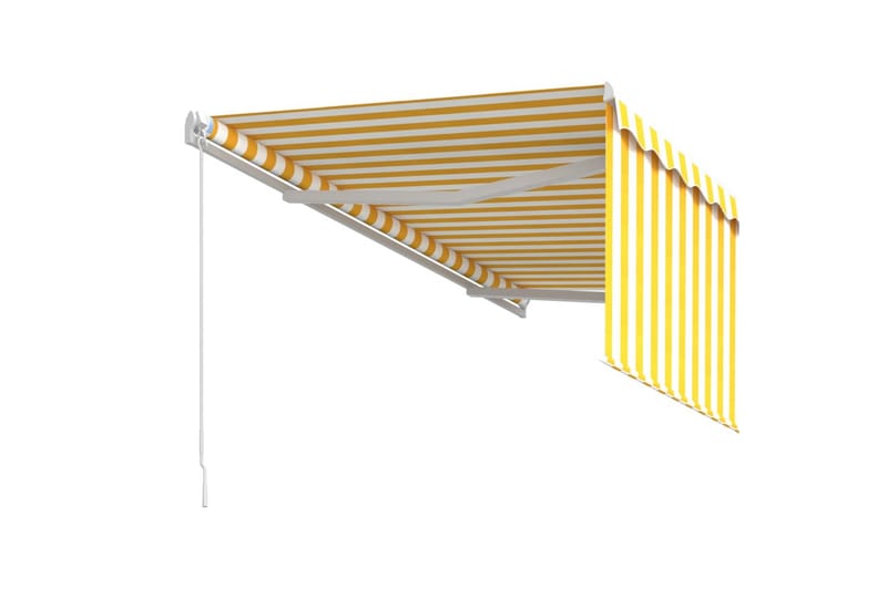 Manuell infällbar markis med rullgardin 3,5x2,5 m gul och vi - Gul - Fönstermarkis - Markiser - Solskydd fönster